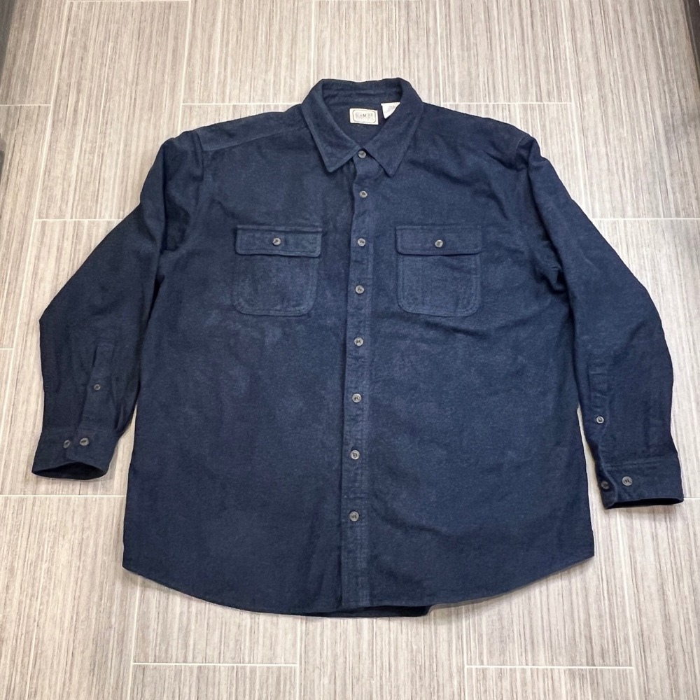 Schmidt Workwear Mens 2X Blue Heavy Flannel‎ Shirt Long Sleeve Button Up
